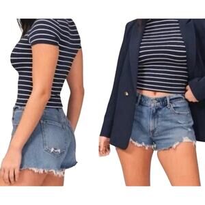 Abercrombie & Fitch Curve Love The Mom Short Mid Rise Preppy Boho Size 28 / 6